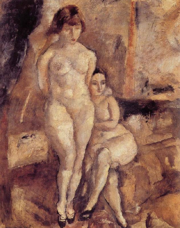 Jules Pascin Two model in the studio oil painting picture